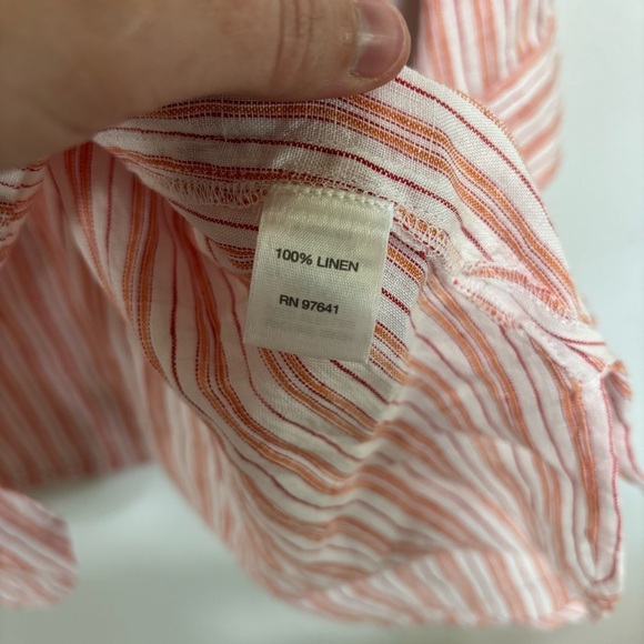 J.Jill Love Linen 100% Linen Tangerine Striped Tunic Blouse Size M - Picture 7 of 8